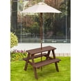 thumbnail image 1 of Picnic Table, Outdoor Wooden Bench Set w/Removable Umbrella, Backyard Furniture for Patio Garden, Picnic Table for Outdoors, 1 of 6