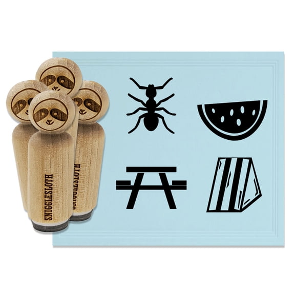 Picnic Table Sandwich Watermelon Ant Rubber Stamp Set for Scrapbooking Crafting Stamping - Mini 1/2 Inch