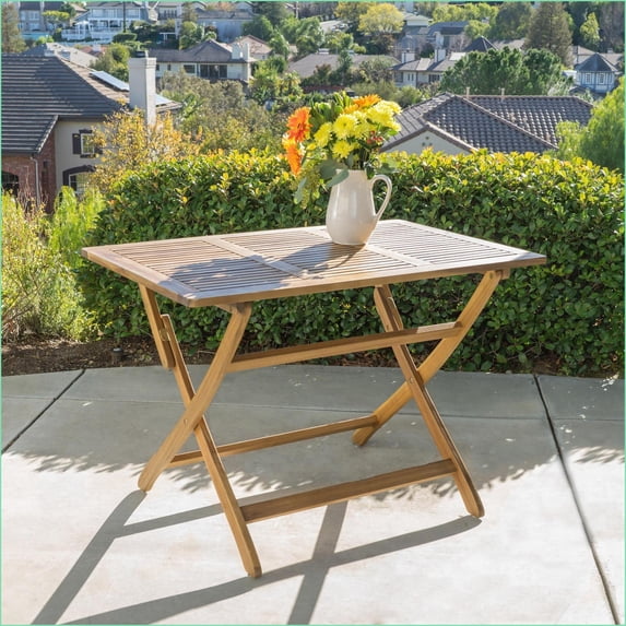 Picnic Tables | Mesa de Picnic | 4-Seat Foldable for Backyard Patio | Light Gray/Natural/Off-White | Acacia Wood | Table Shape:Rectangle