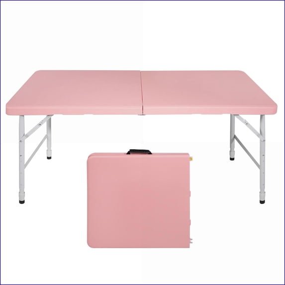 Picnic Tables | Mesa de Picnic, 4ft Portable Folding, for Indoor Outdoor Camping, 135KG Capacity | Pink | Rectangle