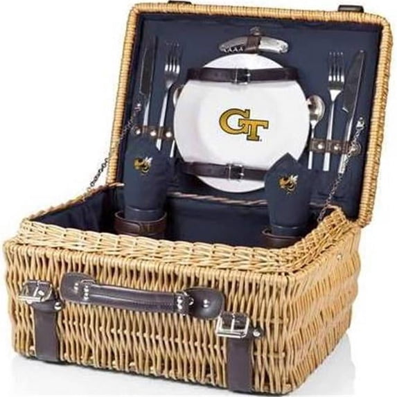 Picnic Time 208-40-138-194-0 Georgia Tech Yellow Jackets Digital Print Champion Picnic Basket, Navy