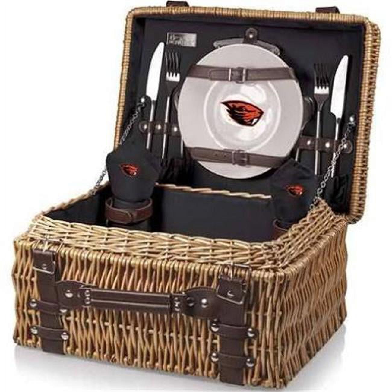 Picnic Time 208-40-179-484-0 Oregon State Beavers Digital Print Champion Picnic Basket, Black