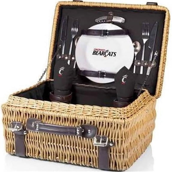 Picnic Time 208-40-179-664-0 University of Cincinnati Bearcats Digital Print Champion Picnic Basket, Black