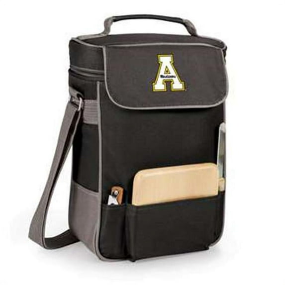 Picnic Time 623-04-175-794-0 Appalachian State Mountaineers Digital Print Cooler Wine & Cheese Tote Bag, Black
