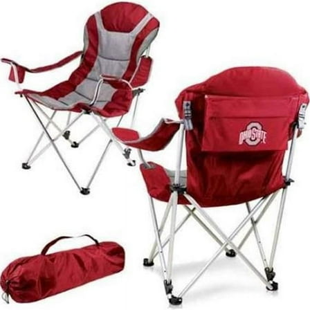 Picnic Time 803-00-100-444-0 Ohio State Buckeyes Digital Print Reclining Camp Chair, Red