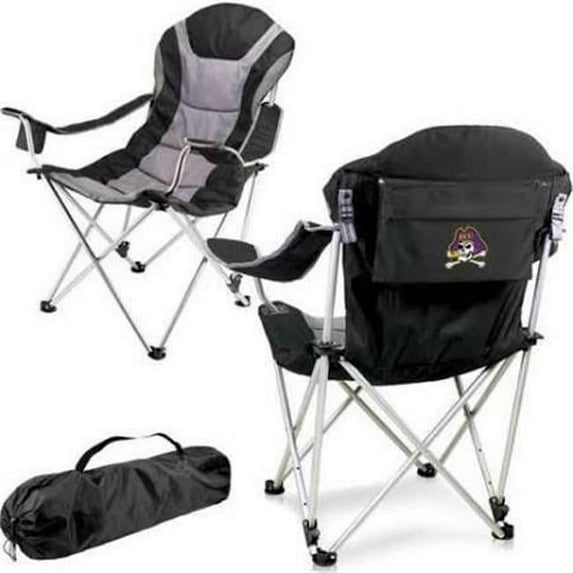 Picnic Time 803-00-175-874-0 East Carolina Pirates Digital Print Reclining Camp Chair, Black