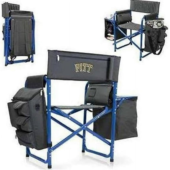 Picnic Time 807-00-639-504-0 University of Pittsburgh Panthers Digital Print Fusion Chair, Dark Grey & Blue