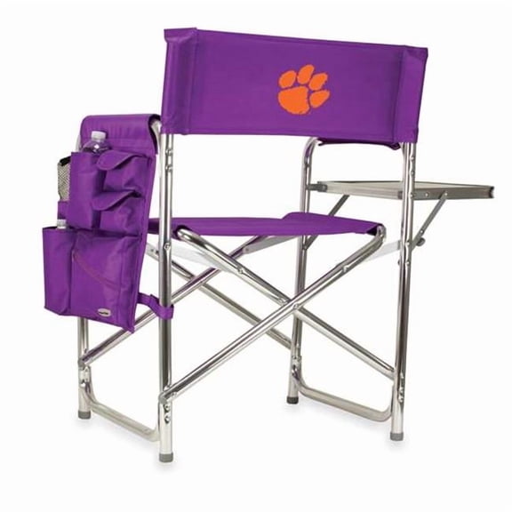 Picnic Time 809-00-101-104-0 Clemson University Tigers Digital Print Sports Chair, Purple