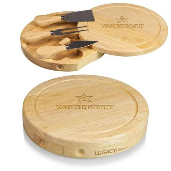 Picnic Time 878-00-505-583-0 Vanderbilt University Commodores Engraved Brie Cheese Board Set & Tools, Natural