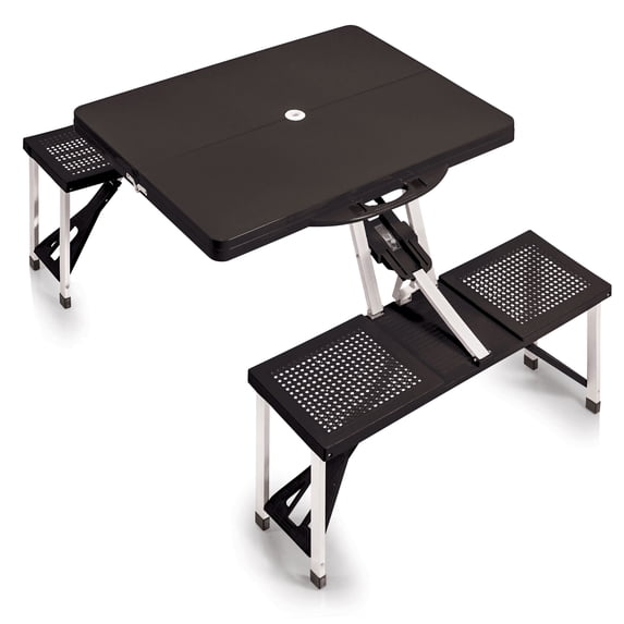 Oniva Folding Picnic Table with Umbrella Hole, Black