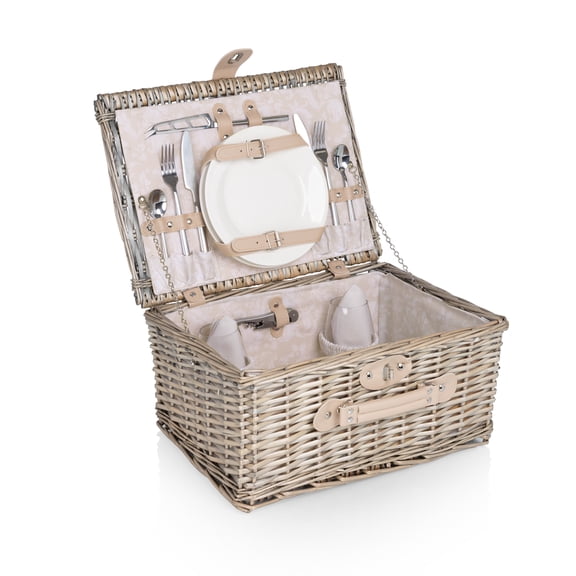 Picnic Time Classic Picnic Basket for 2 - Taupe Willow with Cream Accents