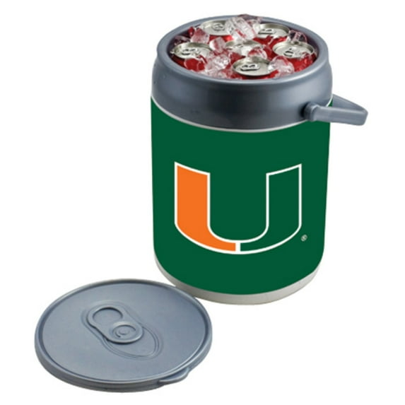 Picnic Time 690-00-000-324-0 University of Miami Hurricanes Digital Print Can Cooler, Silver & Gray