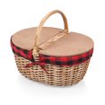 thumbnail image 1 of Picnic Time Country Vintage English-Style Wicker Picnic Basket with Split-Lid Design, Red & Black Buffalo Plaid Pattern, 1 of 3
