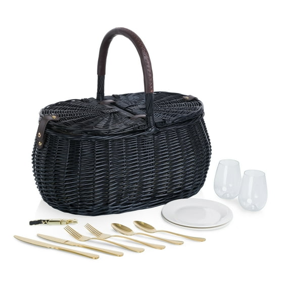 Picnic Time Evening Picnic Basket with Service for Two, Black