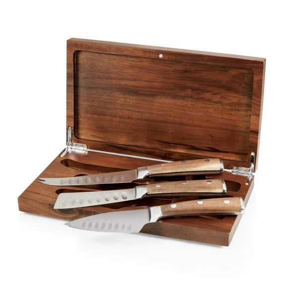 Tridente Forged Steel Cheese Knife Set in Acacia Box