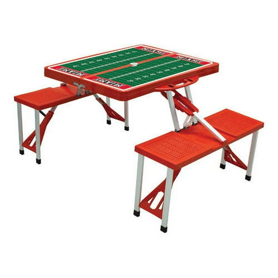 Miami Redhawks - Portable Picnic Table w/Sports Field Design by Picnic Time (Red)