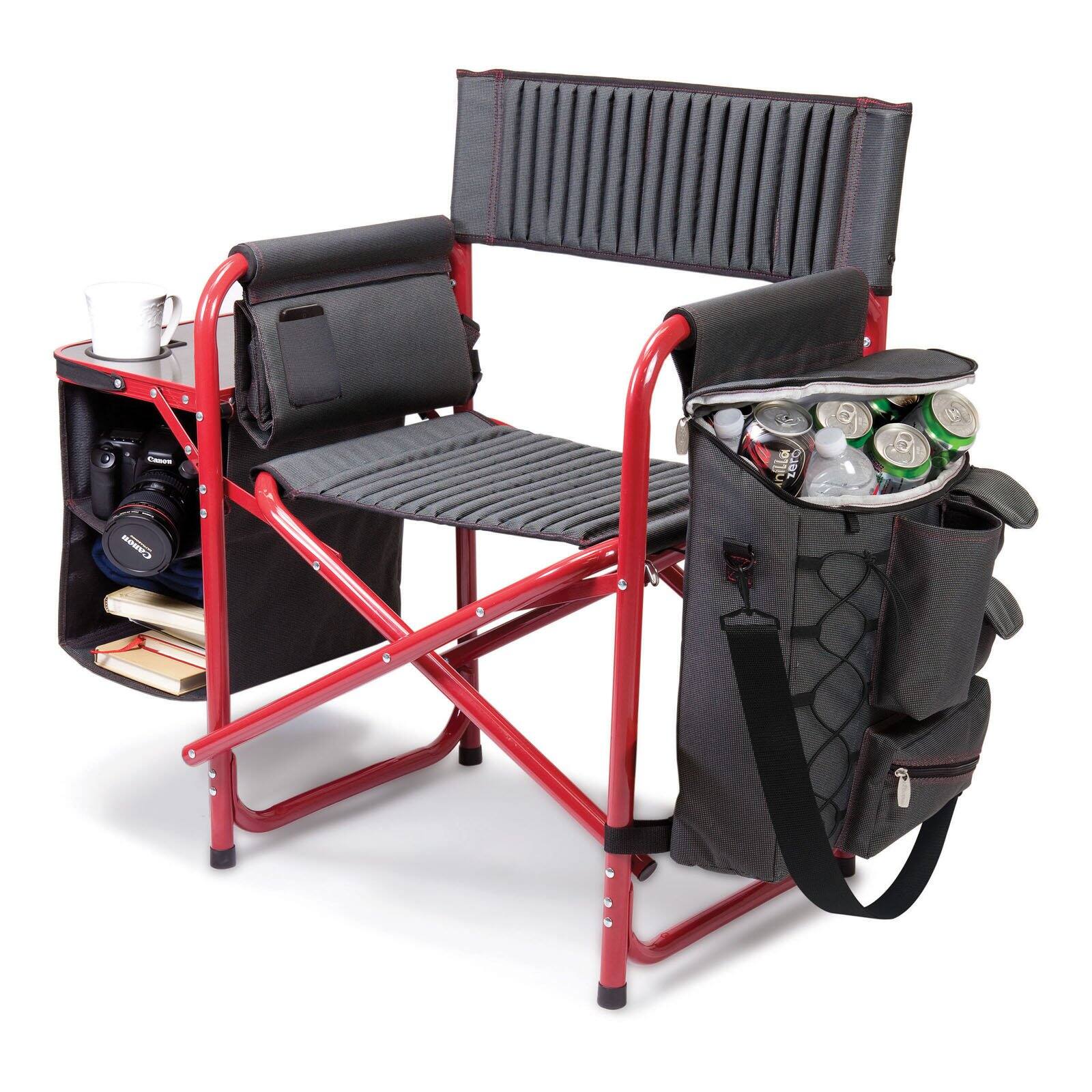 Picnic Time Fusion Directors Chair - Dark Gray with Red - image 1 of 4