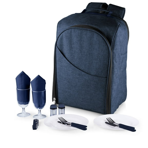 Picnic Time PT-Colorado Picnic Backpack, Cooler Backpack with Picnic Set, Insulated Picnic Bag, Navy Blue