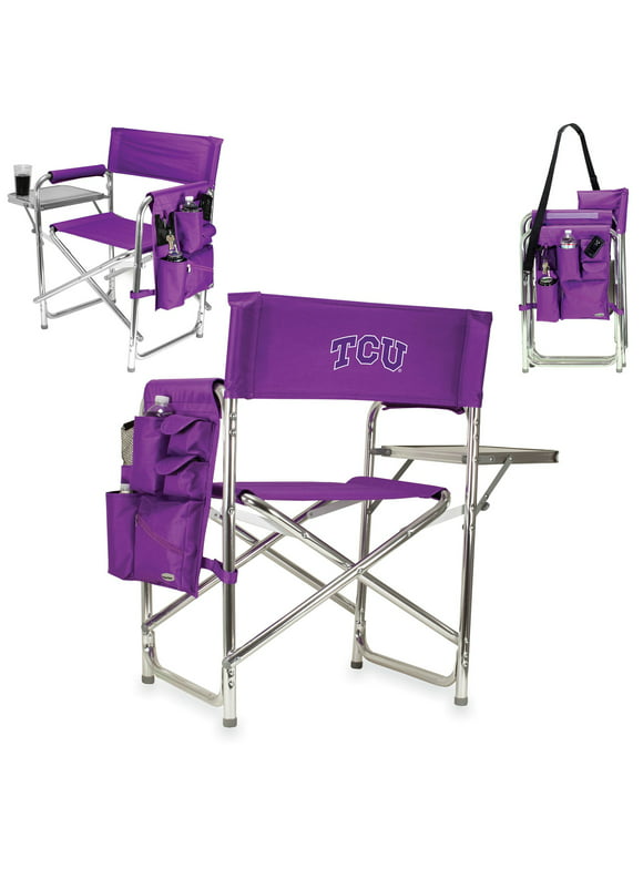 Picnic Time Purple Digital Print Texas Christian University Horned Frogs Aluminum Sports Chair
