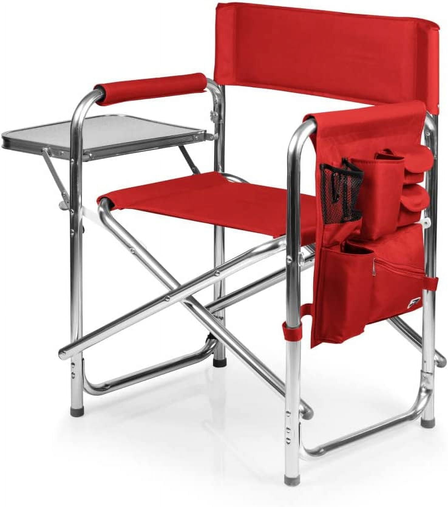 Red Aluminum Portable Camping Chair with Side Table