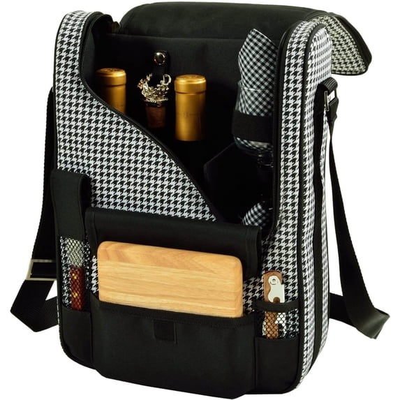 Picnic at Ascot Bordeaux Wine & Cheese Cooler Bag w/Glass Wine Glasses Equipped for 2