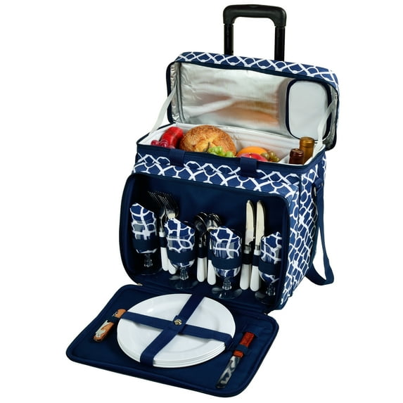 Picnic at Ascot Equipped Picnic Cooler for 4 on Wheels