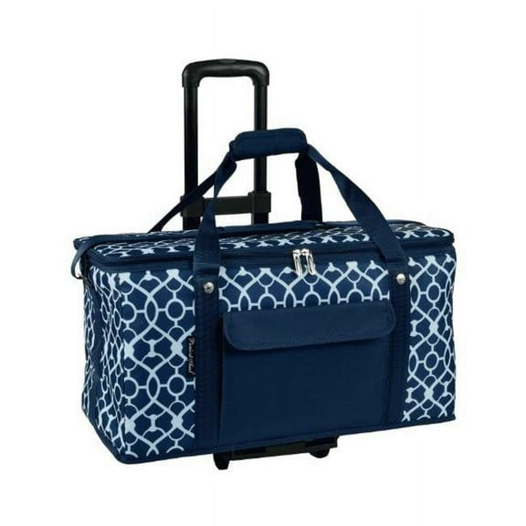 Picnic at Ascot Extra Large Hybrid Folding Cooler on Wheels, Trellis Blue