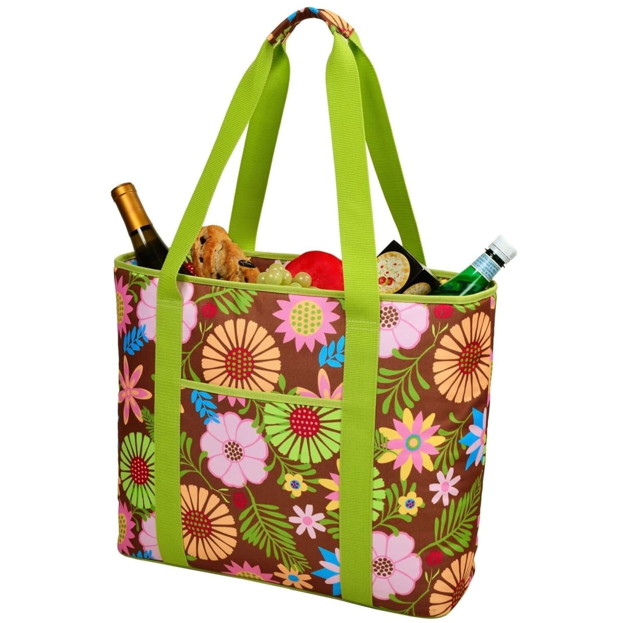 Extra Large Green Insulated Cooler Tote with PEVA Lining