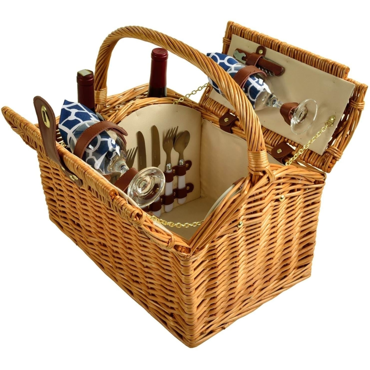 Picnic at Ascot Vineyard Willow Picnic Basket with service for 2