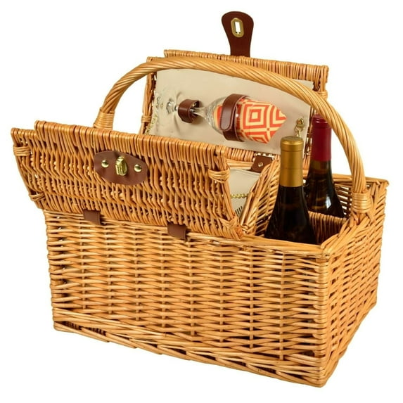 Picnic at Ascot Vineyard Willow Picnic Basket with service for 2