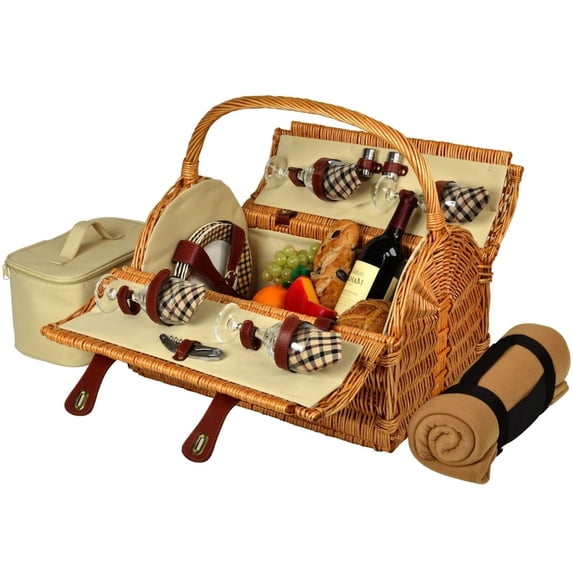 Picnic at Ascot Yorkshire Picnic Basket for 4 w/Blanket