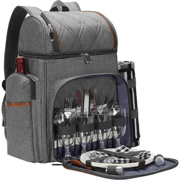 Picnic backpack, picnic basket set, picnic blanket, beach, camping, park double-layer picnic backpack. Different colors to choose from