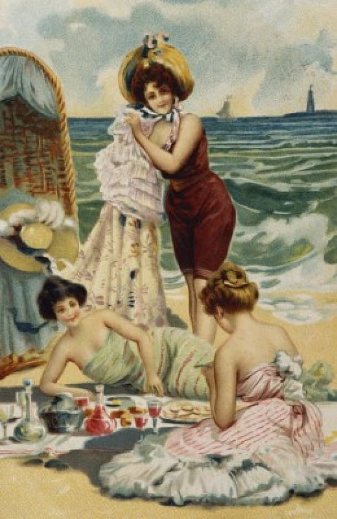 Picnic on the Beach Nostalgia Cards Canvas Art - (24 x 36)
