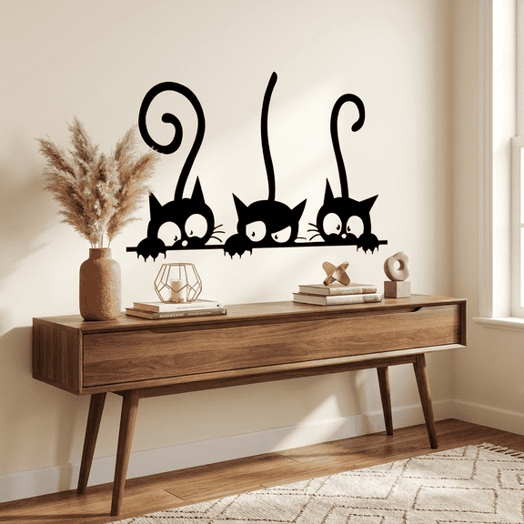 Picniva, Cat Pattern Vinyl Wall Decal, Cat Lover Animal Wall Art, Black, 8 x 12 in, Living Room Bedroom Office Decor, Removable Self Adhesive Decor