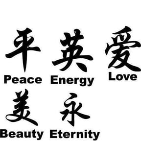 Picniva Chinese Symbol Graphic Vinyl Wall Decal, Black, 22" x 5", 3 Pack, Removable Self-Adhesive Home Decor for Living Room Bedroom, Easy Room Decor
