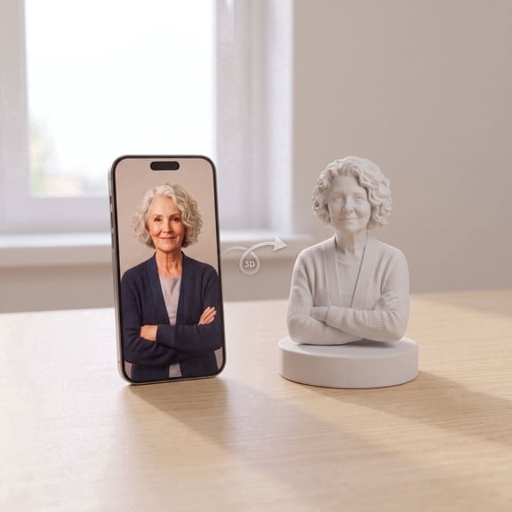 Picniva Custom 3D Printed Figurine From Photo, Personalized Mini Statue, White, 2 in Keepsake Gift