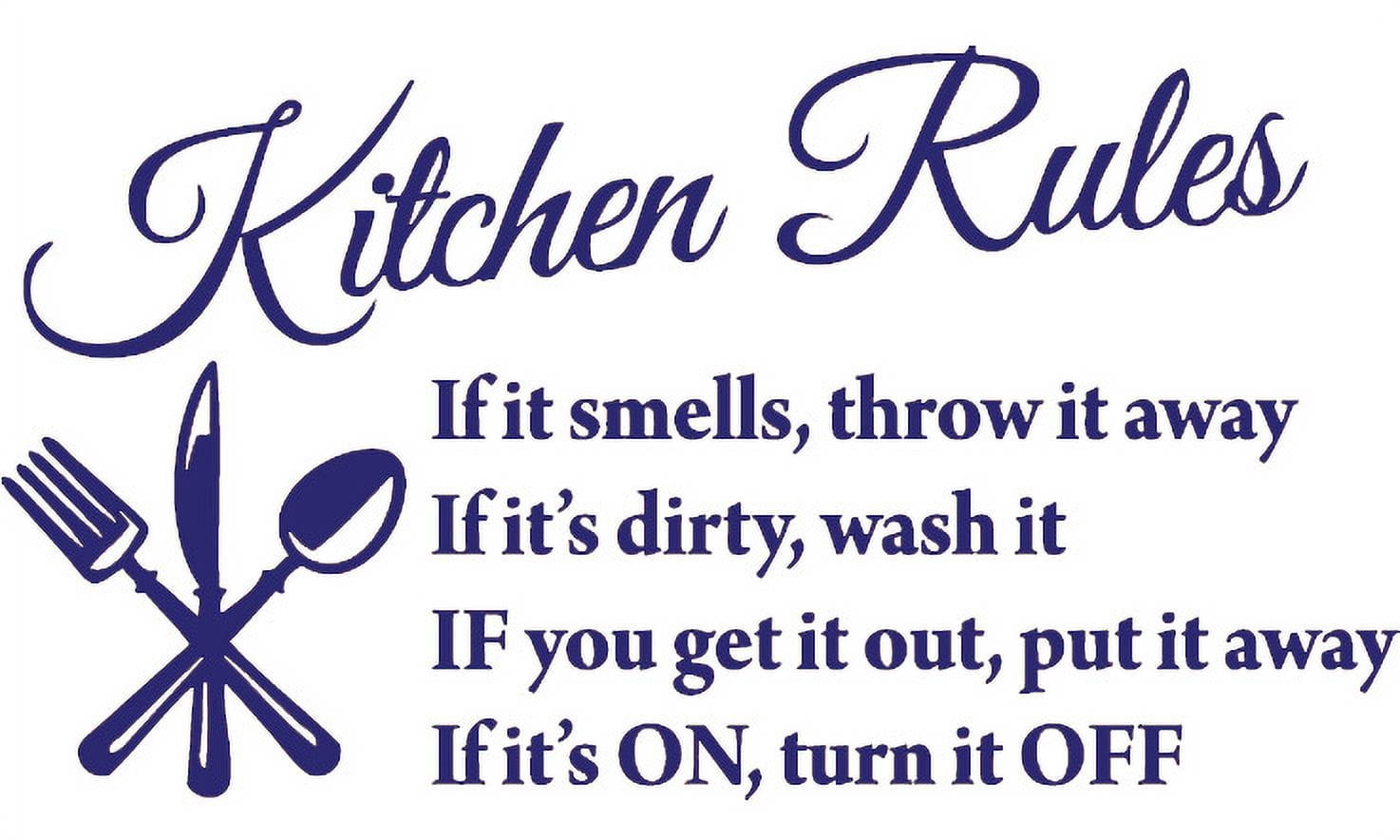 Picniva Kitchen Rules Quote Vinyl Wall Decal, Purple, 26 x 16 in ...