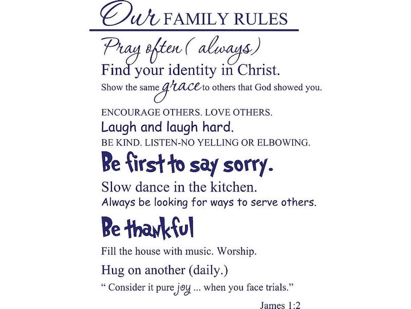Picniva Our Family Rules Quote Vinyl Wall Decal, Purple, 22 x 29 in ...