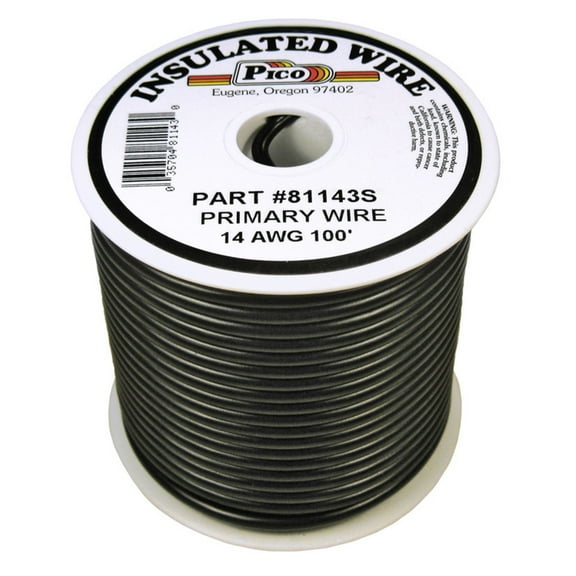 Pico 81143S Primary Wire - 14 AWG, Black, 100' Spool