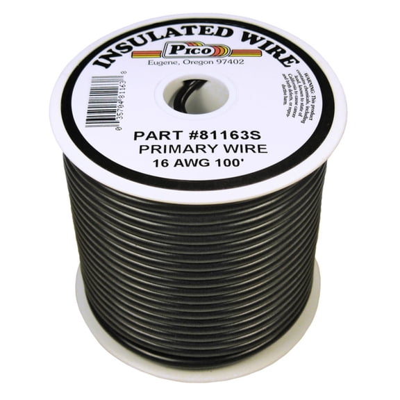 Pico 81163S Primary Wire - 16 AWG, Black, 100' Spool