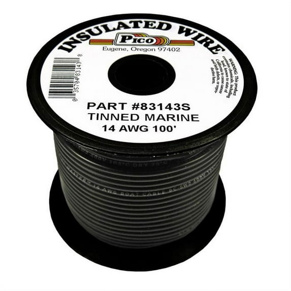Pico 83143S Black 14 AWG, Marine Wire, 100 Foot Spool