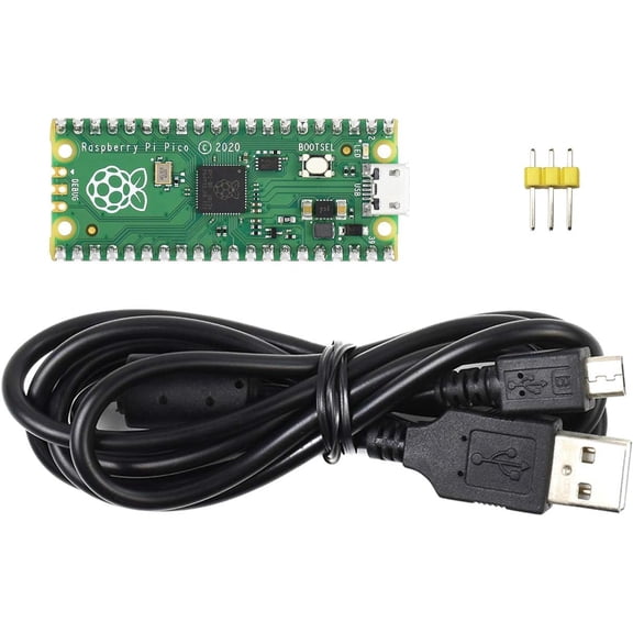 Pico Kit M with Pico Board with Pre-soldered Header Bundle with One 3PIN Yellow Pin Header and One USB-A to Micro-B Cable