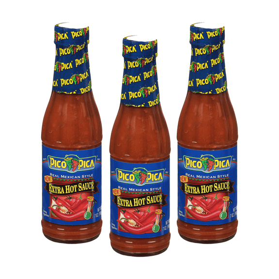 Pico Pica Extra Hot Sauce, 7 oz (Pack of 3) Allergen-Free