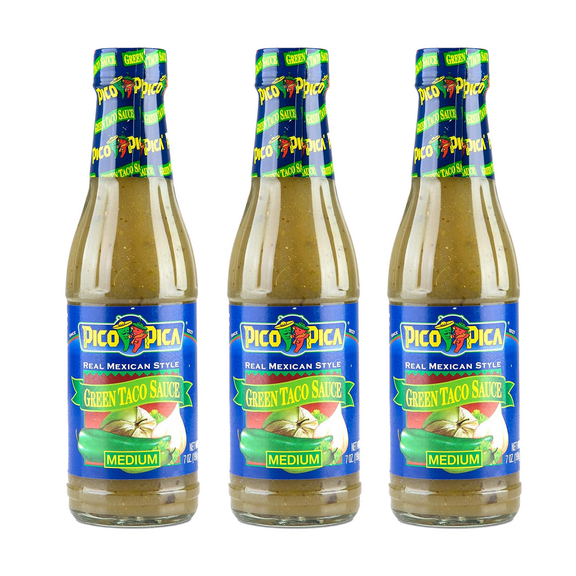 Pico Pica Green Taco Sauce, 7 oz (Pack of 3)  Allergen-Free
