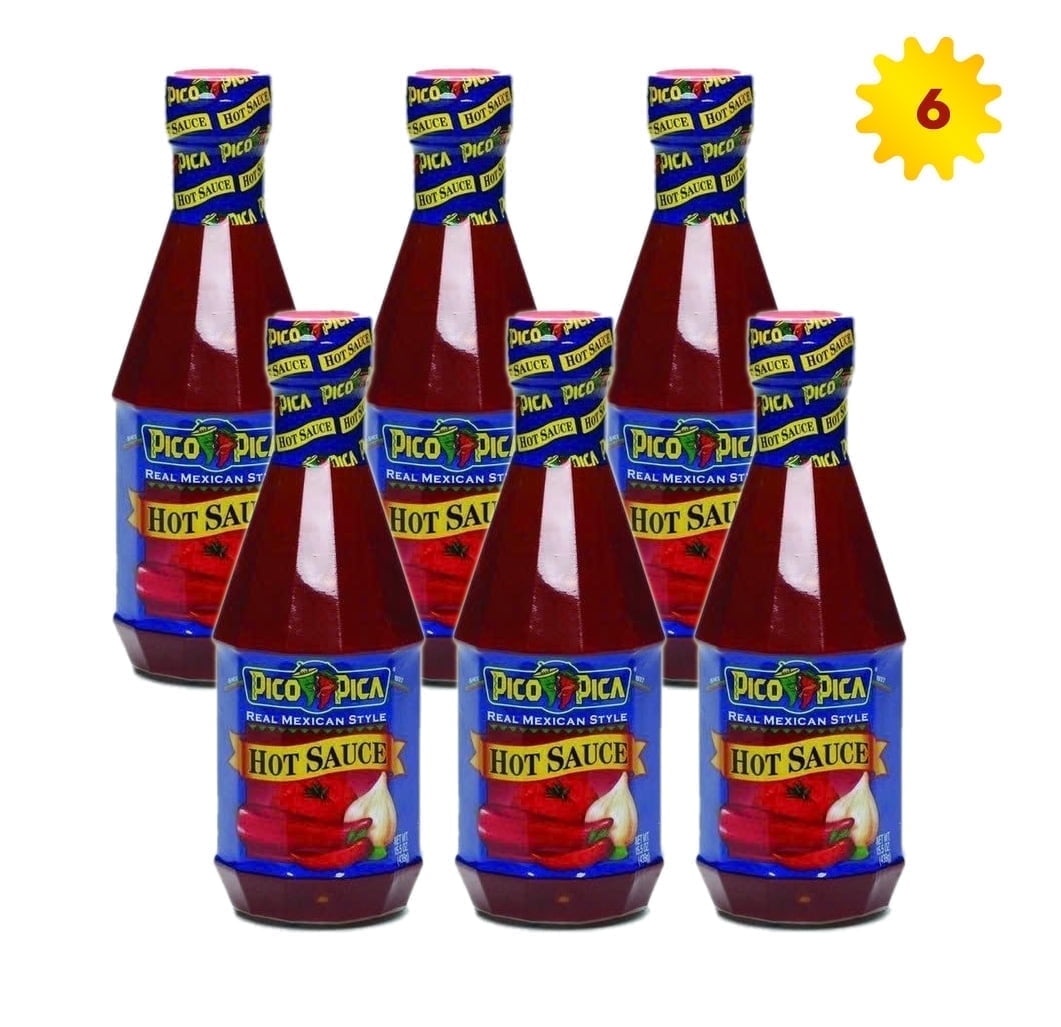 Pico Pica Mexican Hot Sauce - HOT - 15.5 Ounces 6 Pack