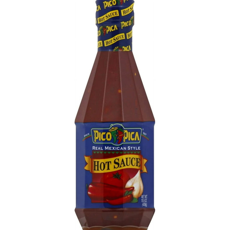 Pico Pica Mexican Hot Sauce 2 Pack - Hot - 15.5 oz (2 Large Plastic bottles)