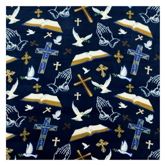 Pico Textiles 4 Yards Bolt - Christian Prayer Bible Print Fleece Fabric - Sold by The Bolt - Inspirational Religious Fleece Fabric - Ideal for Sewing Projects, Scarves, No Sew Throws and Tie Blankets