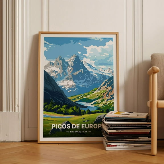 Picos De Europa National Park Scenic Travel Wall Art, Unframed Paper Poster 8x10in