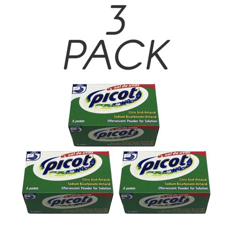 Picot Sal De Uvas Effervescent Antacid. Heartburn, Indigestion, and Upset Stomach Relief. Fast and Effective. 6 Packets. Pack of 3