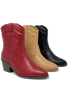 Picotee Red Soda Women Cowgirl Cowboy Western Stitched Ankle Boots Pointy Toe 7